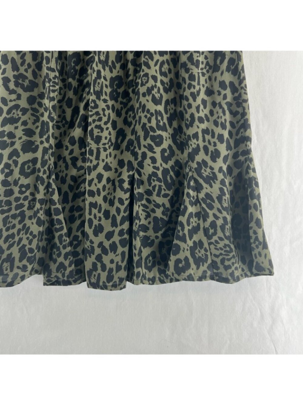 Express Olive Green and Black Leopard Print Mini Dress - Picture 14 of 16